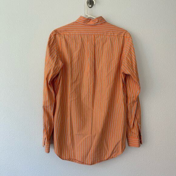 Ralph Lauren preppy button up collared dress shirt orange striped custom fit M​ - Picture 8 of 12